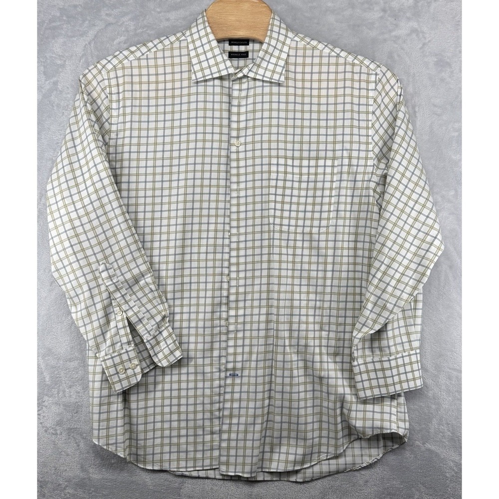 Madison Wrinkle Free Button Down Shirt Plaid Men's Size XL 17 1/2‎ 34/35